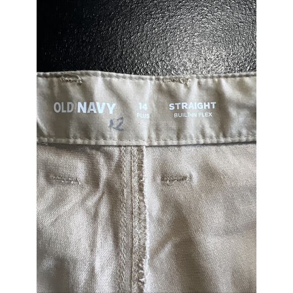 Old Navy Pants Women's 14 Plus Khaki Chino Straight Built In Flex Preppy Office - Picture 4 of 10